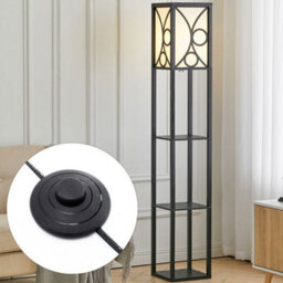 Darphe 160Cm Retro Wooden Floor Lamp With Storage Rack And Foot Switch - thumbnail 3