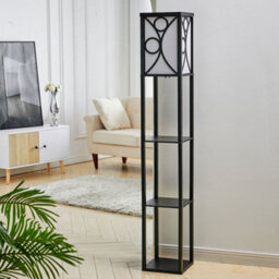 Darphe 160Cm Retro Wooden Floor Lamp With Storage Rack And Foot Switch - thumbnail 2