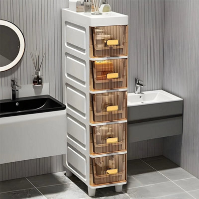 5 Tier Tea Slim Storage Cabinet Narrow Slide Out Drawers Bathroom Kitchen Gap Storage Unit - image 1