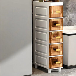 5 Tier Tea Slim Storage Cabinet Narrow Slide Out Drawers Bathroom Kitchen Gap Storage Unit - thumbnail 2