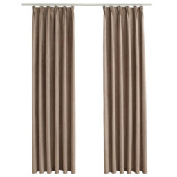 Berkfield Elegant Blackout Curtains With Hooks 2 Pcs Taupe 140X245 Cm