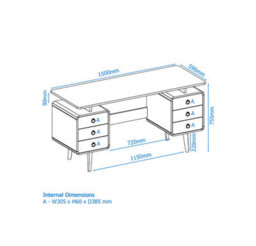 Alphason Dorel Home Somerset Office Writing Desk Java - thumbnail 6