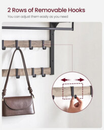 Songmics Wall Coat Rack With Removable Hooks, Mounted Shelf, Entryway Organizer, Bathroom Storage, Greige And Black - thumbnail 5
