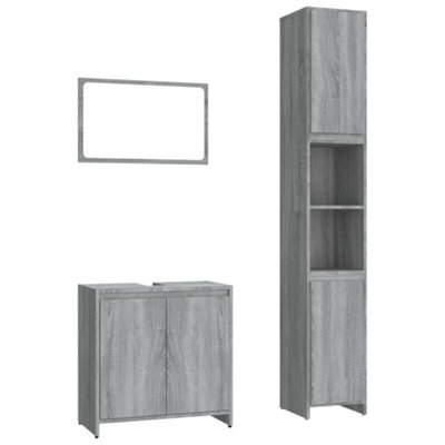 Berkfield Stylish 3 Piece Bathroom Furniture Set Grey Sonoma Engineered Wood