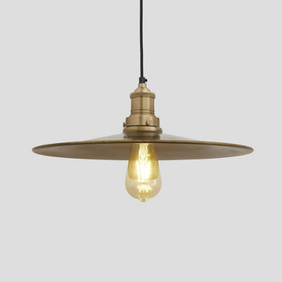 Industville Brooklyn Flat Pendant, 15 Inch, Brass, Brass Holder - image 1