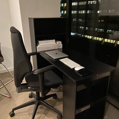 120Cm Black Computer Desk Side Bookshelves Study Workstation - image 1