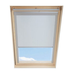 Luxtra (Dhr) White Blackout Roller Blind For Velux Roof Window Mk04 With Silver Side Rails - thumbnail 1
