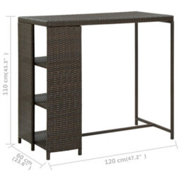 Walplus Bar Table With Storage Rack Brown 120X60X110 Cm Poly Rattan - thumbnail 7