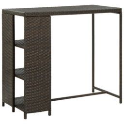 Walplus Bar Table With Storage Rack Brown 120X60X110 Cm Poly Rattan - thumbnail 1