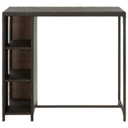 Walplus Bar Table With Storage Rack Brown 120X60X110 Cm Poly Rattan - thumbnail 2