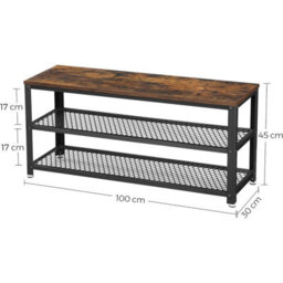Songmics Shoe Bench, Shoe Rack With 2 Shelves, Shoe Organiser, 100 X 30 X 45 Cm, Entryway Living Room Hallway, Steel Structure - thumbnail 7
