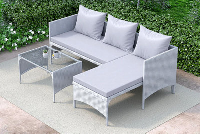 Onemill 3 Pieces Outdoor Furniture Set With Two-Seater Sofa, Table & Cushion, Conversation Set For Garden, Backyard(Grey) - image 1