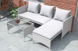 Onemill 3 Pieces Outdoor Furniture Set With Two-Seater Sofa, Table & Cushion, Conversation Set For Garden, Backyard(Grey) - thumbnail 8