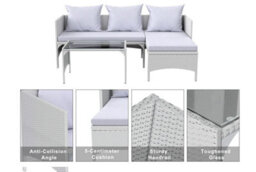 Onemill 3 Pieces Outdoor Furniture Set With Two-Seater Sofa, Table & Cushion, Conversation Set For Garden, Backyard(Grey) - thumbnail 4