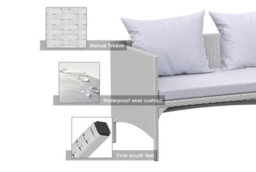 Onemill 3 Pieces Outdoor Furniture Set With Two-Seater Sofa, Table & Cushion, Conversation Set For Garden, Backyard(Grey) - thumbnail 2
