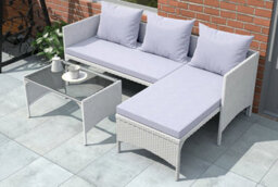 Onemill 3 Pieces Outdoor Furniture Set With Two-Seater Sofa, Table & Cushion, Conversation Set For Garden, Backyard(Grey) - thumbnail 7