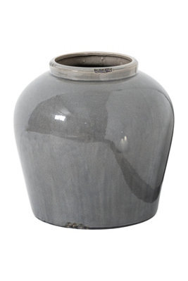 Garda Grey Glazed Juniper Vase, Modern Artisanal Centerpiece - image 1