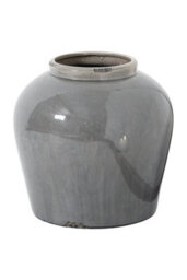 Garda Grey Glazed Juniper Vase, Modern Artisanal Centerpiece - thumbnail 1