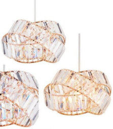 Optimal Products Chandelier Style Ceiling Light Shade Droplet Pendant Acrylic Crystal Bead Gem Wrap Rose Gold)