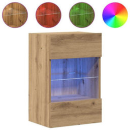 Berkfield Wall Cabinets With Led Lights For Tv 2 Pcs Artisan Oak 40X30X60,5 Cm - thumbnail 5