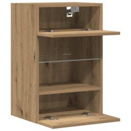 Berkfield Wall Cabinets With Led Lights For Tv 2 Pcs Artisan Oak 40X30X60,5 Cm - thumbnail 7