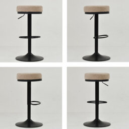 Lakeland Furniture Lorrel Fawn Brown Fabric Black Adjustable Base Bar Stool - thumbnail 2