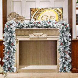 Amorly Christmas Garland, Cedar Xmas Holiday Decoration Snow Flocked Artificial Garland For Stairs Fireplaces Wall Christmas Garland 6Ft - thumbnail 4