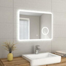 Emke Illuminated Bathroom Mirror 600 X 800mm Led Mirror With Touch Switch, Demister, Shaver Socket, 3X Magnifying - thumbnail 1