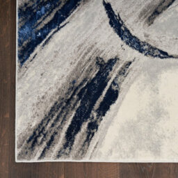 Grey Navy Blue Abstract Modern Living Room Bedroom & Dining Room Rug-66 X 229Cmcm (Runner) - thumbnail 5