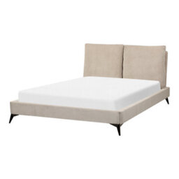 Beliani Bed Corduroy Melle 140 X 200 Cm (Eu Double) Taupe - thumbnail 4