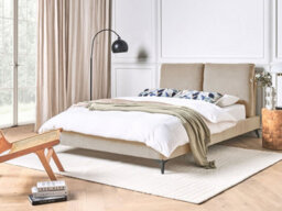 Beliani Bed Corduroy Melle 140 X 200 Cm (Eu Double) Taupe - thumbnail 2