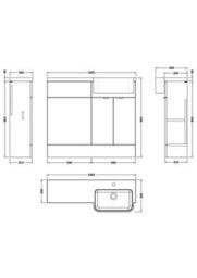 Hudson Reed Fusion Floor Standing Combination Vanity Unit & Right Hand Semi Recessed Basin, Sink Vanity Unit, Bleached Oak, 1000mm - thumbnail 6