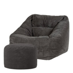 icon Natalia Large Beanbag And Round Footstool Corduroy Charcoal - thumbnail 3