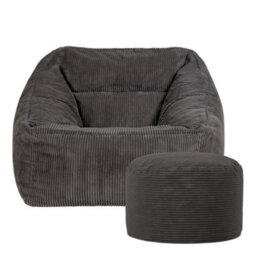 icon Natalia Large Beanbag And Round Footstool Corduroy Charcoal