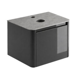 Plum&clay Mayfair Gloss Dark Grey Wall Hung Bathroom Vanity Unit With Grey Marble Countertop (W)650mm (H)406mm - thumbnail 2