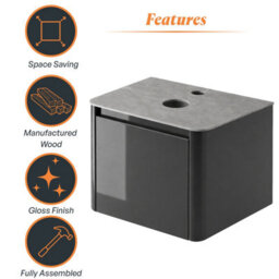 Plum&clay Mayfair Gloss Dark Grey Wall Hung Bathroom Vanity Unit With Grey Marble Countertop (W)650mm (H)406mm - thumbnail 6