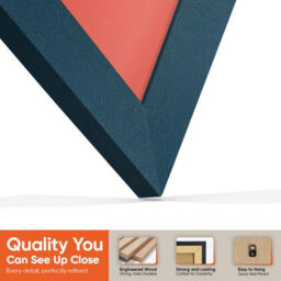 "AK Frames 25X17"" Navy Blue Modern Vinyl Record Frame With Poppy Red Mount For 12 Inch Lp Cover & Disc - Overlapped Design" - thumbnail 3