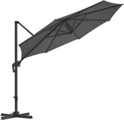 Songmics Cantilever Garden Parasol, Hanging Offset Umbrella With Rotating Shade And Tilt Adjustments, Crank Open, With Base, Grey - thumbnail 9