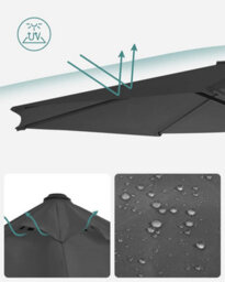 Songmics Cantilever Garden Parasol, Hanging Offset Umbrella With Rotating Shade And Tilt Adjustments, Crank Open, With Base, Grey - thumbnail 4