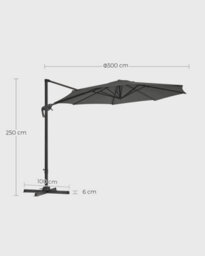 Songmics Cantilever Garden Parasol, Hanging Offset Umbrella With Rotating Shade And Tilt Adjustments, Crank Open, With Base, Grey - thumbnail 2