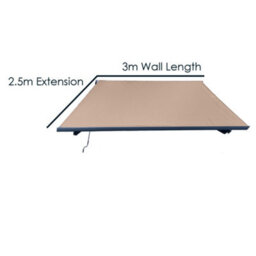 Jack Stonehouse 3 X 2.5M Electric Awning With Led Lights - Aluminium Frame Retractable Sun Shade Canopy For Garden Patio Door Window - Taupe Beige - thumbnail 7