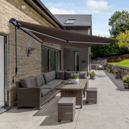 Jack Stonehouse 3 X 2.5M Electric Awning With Led Lights - Aluminium Frame Retractable Sun Shade Canopy For Garden Patio Door Window - Taupe Beige - thumbnail 6