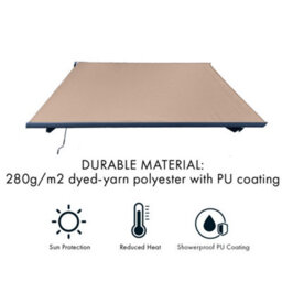 Jack Stonehouse 3 X 2.5M Electric Awning With Led Lights - Aluminium Frame Retractable Sun Shade Canopy For Garden Patio Door Window - Taupe Beige - thumbnail 8
