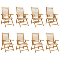 Berkfield Reclining Garden Chairs 8 Pcs Beige Solid Wood Acacia - thumbnail 2