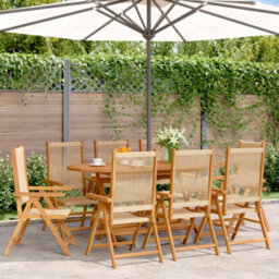 Berkfield Reclining Garden Chairs 8 Pcs Beige Solid Wood Acacia - thumbnail 1
