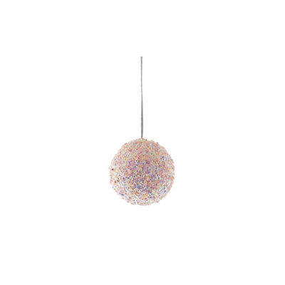 Pink Pastel Sparkle Bauble Hanging Decoration Pack Of 6