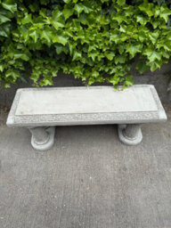 Large Stone Ornate Bench Seat Elegant Outdoor Furniture - thumbnail 3