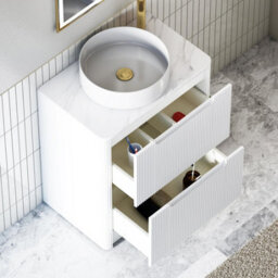 Royal Bathrooms Avenza 800mm Matt White Floor Standing Countertop Bathroom Vanity Unit 2 Drawer With Art Round Basin - thumbnail 5