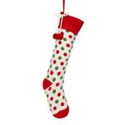 Dibor Traditional Knitted White Polka Dot Christmas Gift Bag Christmas Stocking For Kids - thumbnail 2