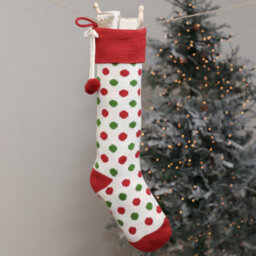 Dibor Traditional Knitted White Polka Dot Christmas Gift Bag Christmas Stocking For Kids - thumbnail 4